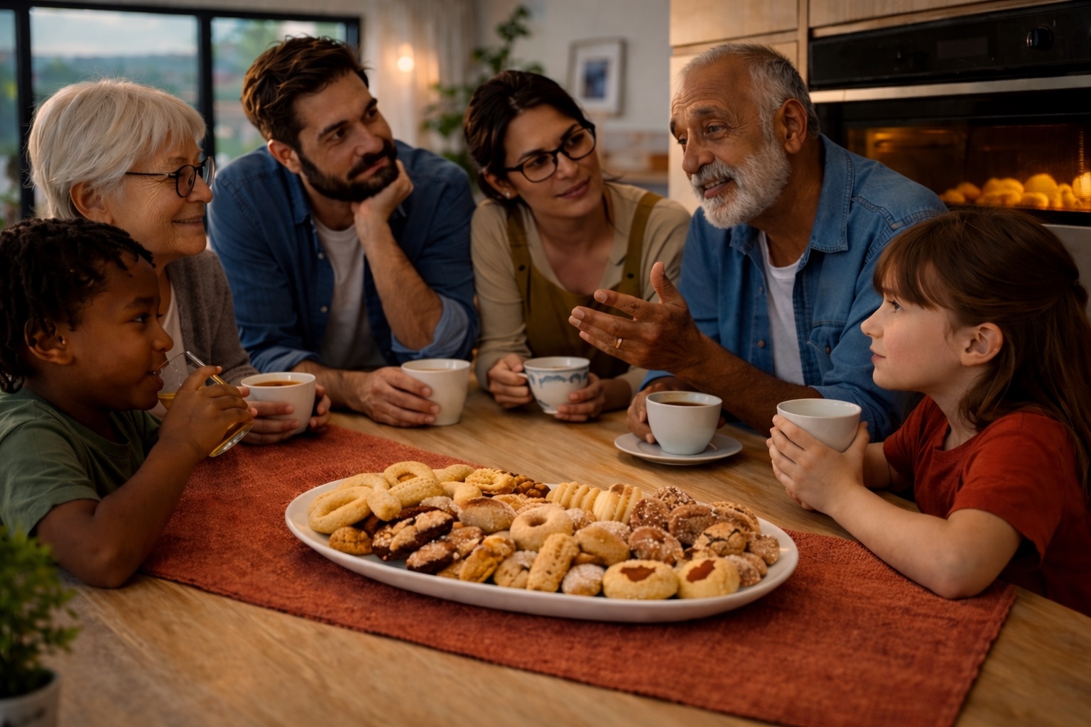 Hands arranging biscuits on baking paper